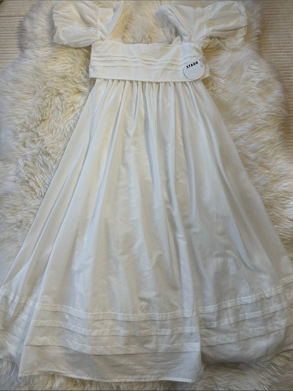 STAUD Cream Puff-Sleeve Girls' Party Dress